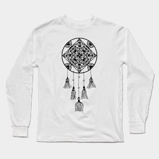 Black dreamcatcher over cream Long Sleeve T-Shirt